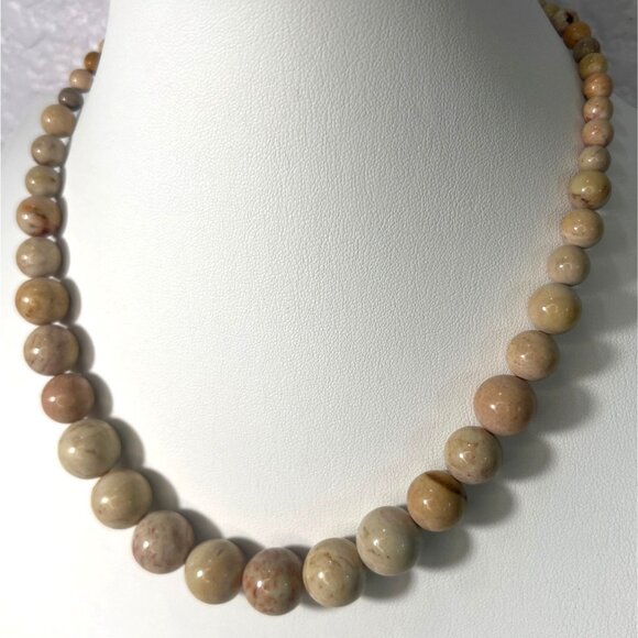 DTR Jay King Jasper Bead Necklace Natural Stone Graduated Rounds 61g Vtg Boho - Picture 7 of 9